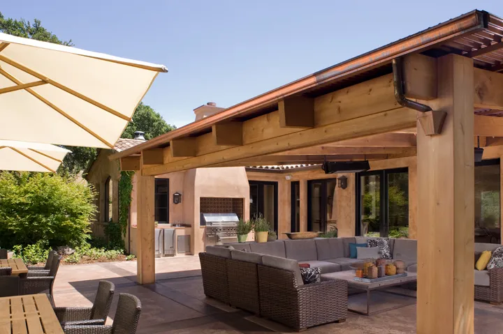 Covered outdoor room addition looking to the garden